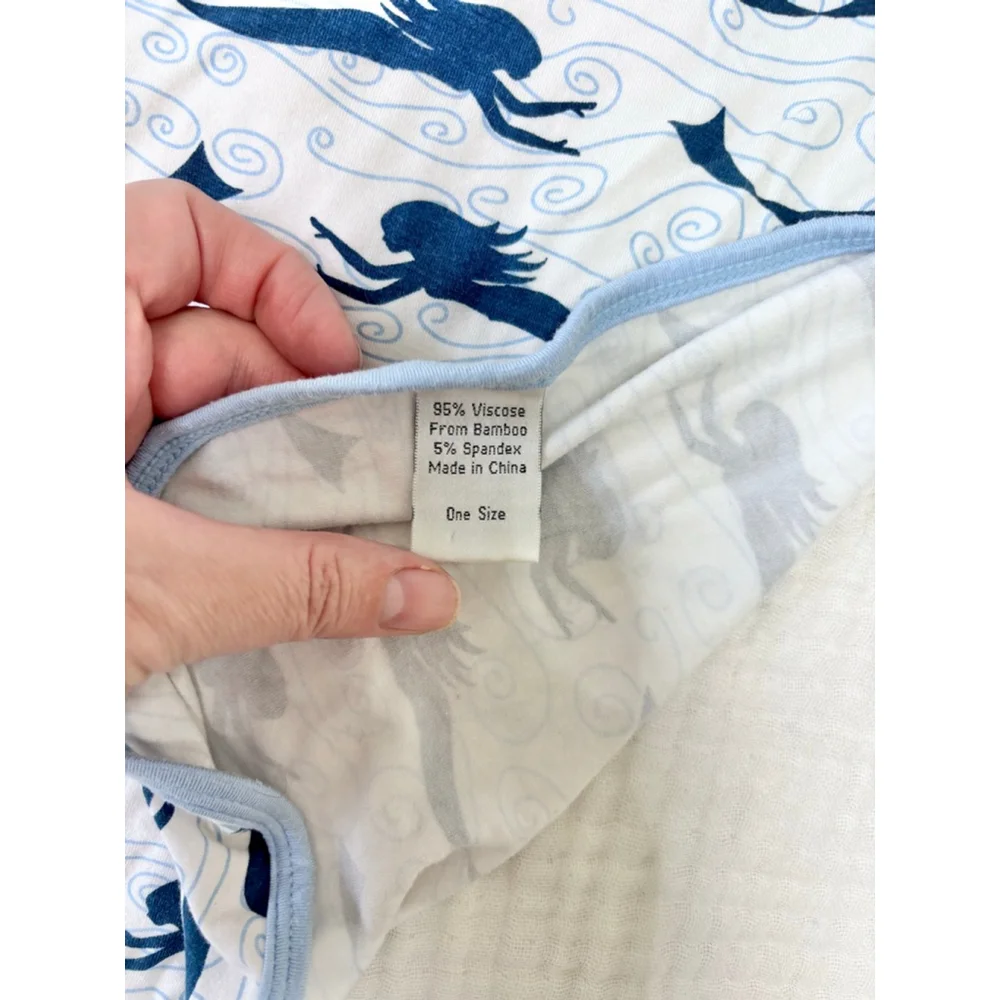 Baby KicKee Pants Bamboo White Blue Mermaid Stroller Blanket One Size